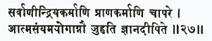 сарваниндрийа-кармани прана-кармани чапаре атма-самйама-йогагнау джухв