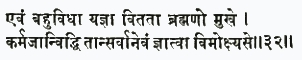 эвам баху-видха йагйа витата брахмано мукхе карма-джан виддхи тан сарв
