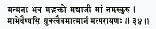 ман-мана бхава мад-бхакто мад-йаджи мам намаскуру мам эваишйаси йуктва