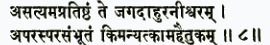 асатйам апратиштхам те джагад ахур анишварам апараспара-самбхутам ким