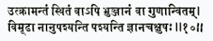 уткрамантам стхитам вапи бхунджанам ва гунанвитам вимудха нанупашйанти