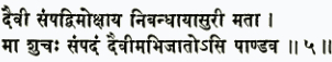 даиви сампад вимокшайа нибандхайасури мата ма шучах сампадам даивим аб