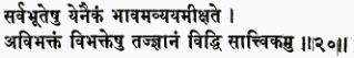 сарва-бхутешу йенаикам бхавам авйайам икшате авибхактам вибхактешу